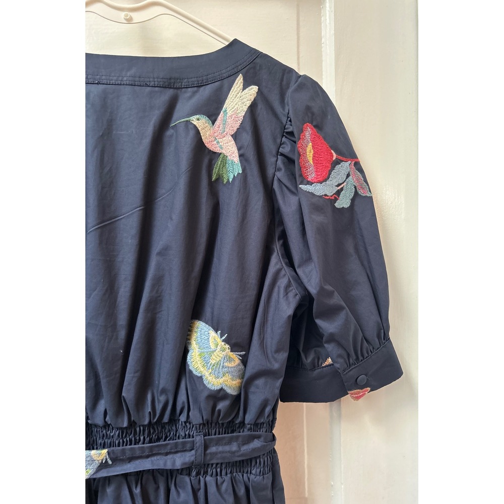 Ciebon Fit and Flare Navy Blue Embroidered Dress XS NEW! $145 - Picture 12 of 16
